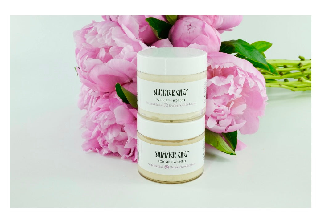 The Balm Duo Set:                                  Grapefruit Glace Morning Face & Body Balm,                     Bergamot Beurre Evening Face & Body Balm